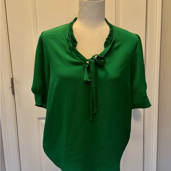CeCe Tops - Cece Green Women's Top with Tie Neck